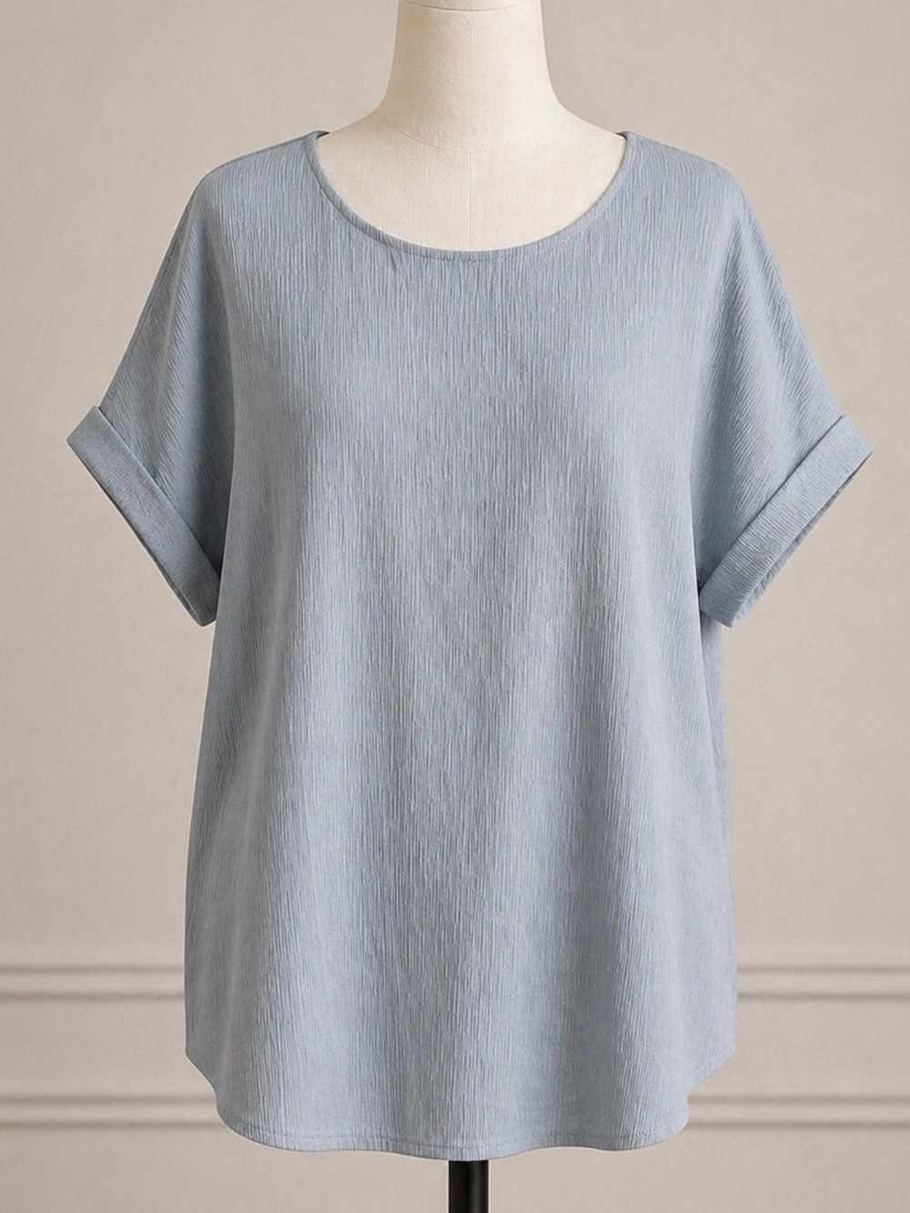 MELLODAY Light Blue Short Sleeve Scoop Neck Top